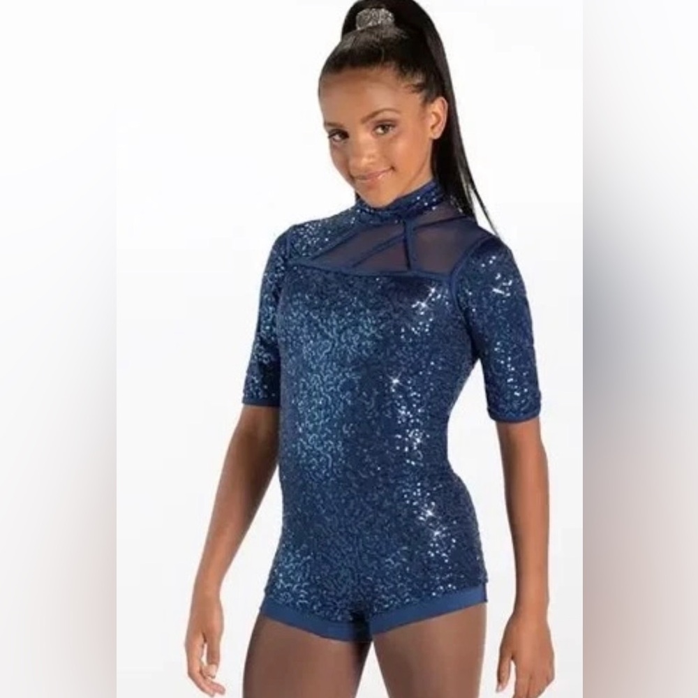 Weissman Blue Sequin Dance Costume Adult Size L